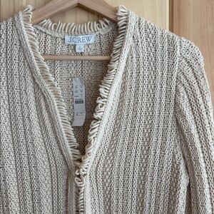 NWT J.Crew Textured Cable-Knit Lady Jacket Cardigan with Fringe - Small